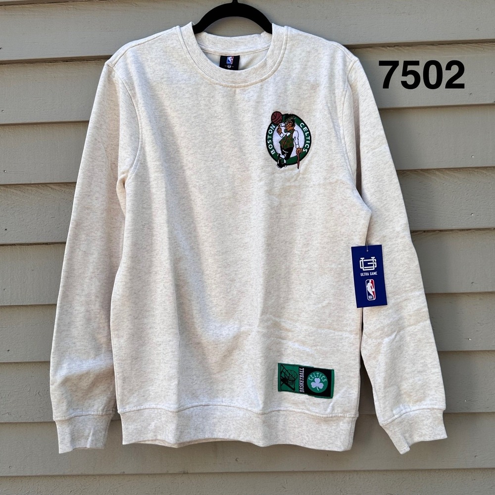 Ultra Game NBA Boston Celtics Crewneck Sweatshirt Oat Heather Mens Small NWT